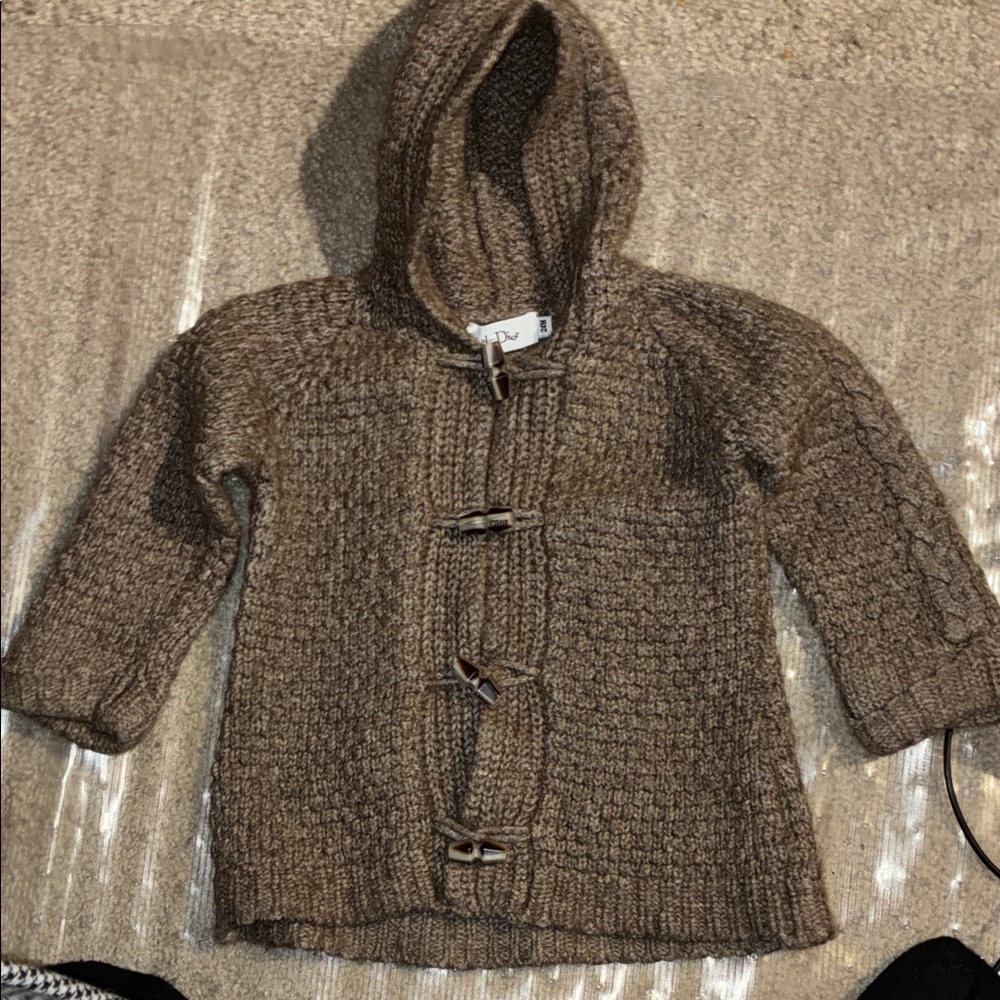 Cozy Brown Knit Kids Hoodie